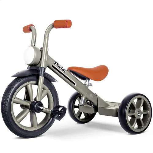 Miniatura 7 de KRIDDO Triciclo para niños, rueda de 12 pulgadas sin riesgo de pinchazos con luz frontal, altura de asiento ajustable, regalo para niños de 2 a 5