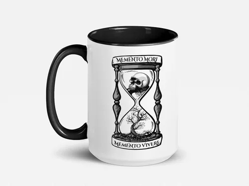 Miniatura 8 de Soul'n'Passions Memento Mori Memento Vivere - Taza de cerámica con diseño de calavera Momento Mori Lent Stoic Memento Mori, 11 onzas, color negro