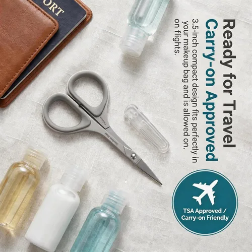 Miniatura 7 de PAFASON Juego de tijeras de manicura de viaje pequeñas, 2 piezas multiusos curvadas y rectas con punta de precisión para cutículas, herramienta