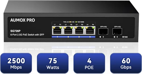 Miniatura 12 de Conmutador Ethernet Gigabit no administrado de 5 puertos, concentrador de red AUMOX PRO Home, divisor Ethernet de oficina, Plug-and-Play