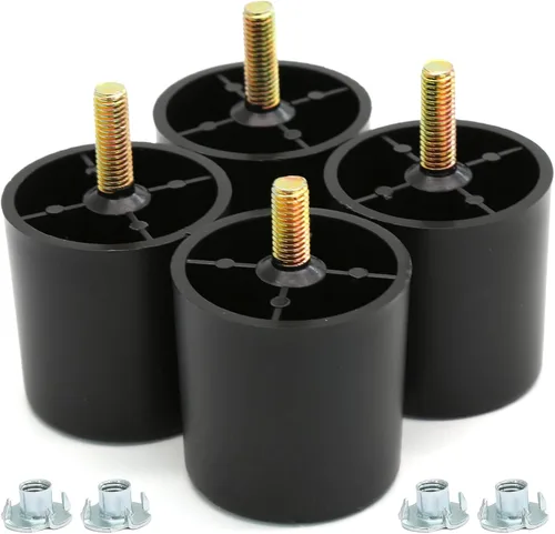 Miniatura 7 de Murtenze 4 patas de plástico para sofá de 2 pulgadas, patas de repuesto negras para sofá, patas redondas para muebles con pernos M8 para sofá