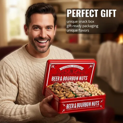 Miniatura 3 de Cesta de regalo de nueces para hombres, anacardos, almendras, cacahuetes en caja de regalo única de lata, regalo de cumpleaños para hombres, cesta