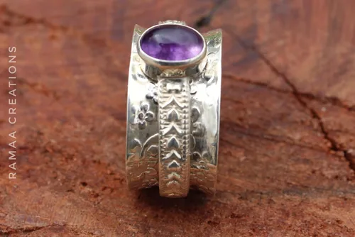 Miniatura 2 de Amethyst Spinner Ring Anxiety Silver Spinner Ring Fidget Spinner Ring For Women Handmade Spinner Ring Sterling Silver 925