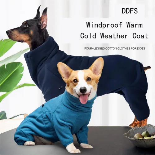 Miniatura 3 de Abrigo de invierno para perro grande, resistente al viento, cálido, ropa para clima frío, ropa cómoda y suave de forro polar, pijama, abrigo