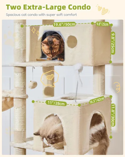 Miniatura 7 de Taoqimiao Torre de árbol para gatos, árbol resistente de 76 pulgadas para gatos de interior, torre grande para gatos adultos con postes rascadores