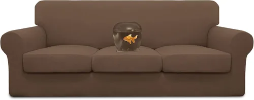 Miniatura 34 de Easy-Going Funda de sofá 100% impermeable doble de 3 piezas, elástica, suave, para perros, para sofá de 2 cojines separados, protector de muebles a