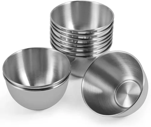 Miniatura 8 de Paquete de 10 platos de salsa de acero inoxidable de 3.3 pulgadas, mini platillos individuales, platos redondos para condimentos para sushi, platos