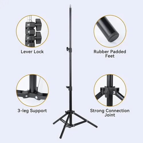Miniatura 6 de UTEBIT Paquete de 2 soportes de luz para fotografía, soporte de iluminación de aluminio ajustable de 45 pulgadas/3.7 pies con abrazadera