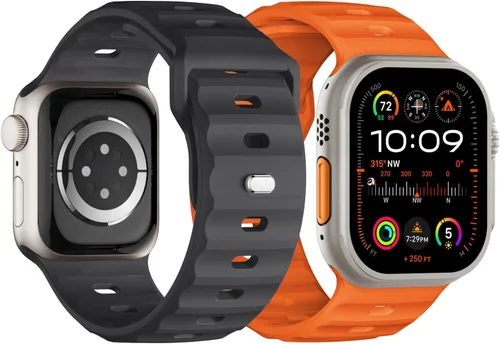 Miniatura 8 de Correa deportiva compatible con Apple Watch Ultra 2 Band de 1.929 in 1.811 in 1.772 in 1.732 in 1.654 in para hombres, correas de silicona suave