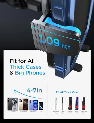 Miniatura 8 de LISEN Soporte para iPhone 17 para ventilación de coche [Nunca bloquea] Soporte giratorio 360 para teléfono de coche, clip de ventilación de aire