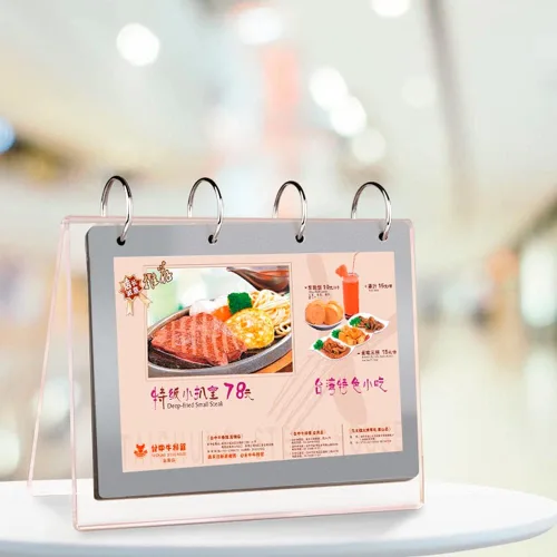 Miniatura 2 de Organizador de calendario acrílico, soporte de menú para fotos, escritorio de mesa, álbum abatible con pantalla de bolsillo de PVC, fotos