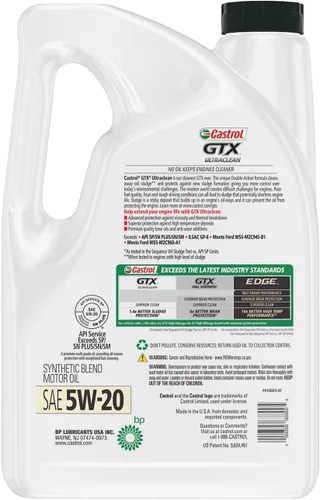 Miniatura 2 de Castrol GTX Ultraclean 5W-20 - Aceite de motor de mezcla sintética, 5 cuartos de galón (paquete de 2)