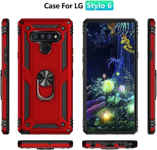 Miniatura 9 de Dionsibei Carcasa de grado militar para LG Stylo 6, soporte de anillo giratorio de metal 360, soporte magnético para montaje en automóvil, funda