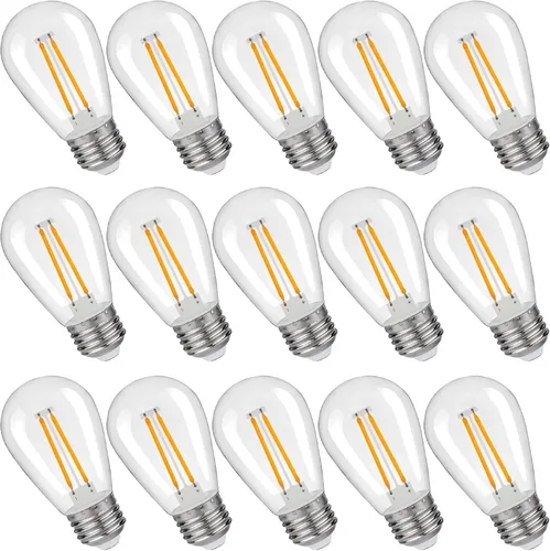 Bombillas LED de repuesto S14, inastillables e impermeables, bombillas LED Edison S14 de 2 W, luces de cadena para exteriores, luces de patio con