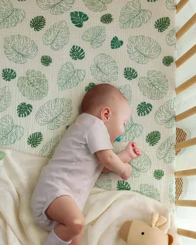 Miniatura 3 de Blissful Diary Sábanas de muselina para mini cuna, sábanas ajustadas para colchón Pack N Play, algodón suave para niños y niñas, paquete de 2