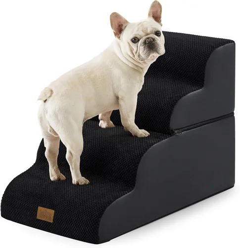 Miniatura 10 de COZY KISS Escaleras anchas para perros pequeños de 15.7 pulgadas de alto, escalón para mascotas para cachorros, gatos mayores, rampa curva