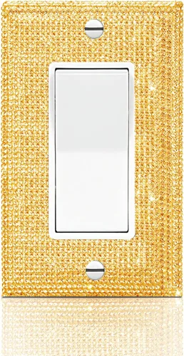 Miniatura 37 de 1 pieza Cubiertas de enchufe brillantes con diamantes de imitación, placas de pared para cubrir interruptores de luz, placa decorativa de imitación