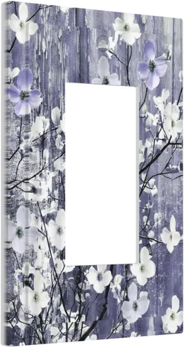Miniatura 85 de Cubierta de interruptor de luz de 3 cuadrillas con diseño de flores azules púrpuras, cubierta de placa de pared de triple palanca, arbustos florales