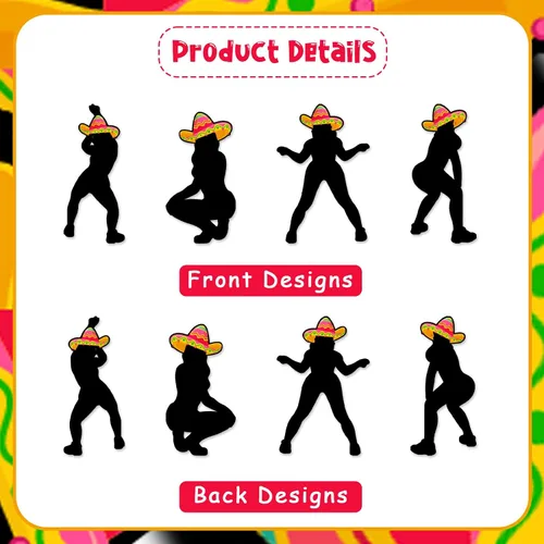 Miniatura 5 de Cheereveal 24 piezas de adornos para cupcakes de fiesta Twerk para niñas y mujeres, palillos de sombrero, fiesta mexicana, temática divertida