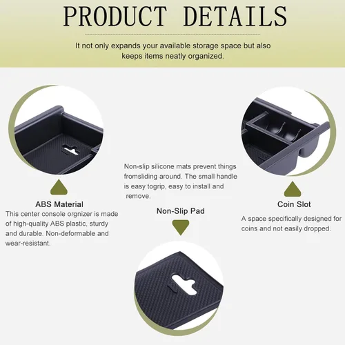 Miniatura 6 de JDMCAR Bandeja organizadora de consola central compatible con accesorios Toyota Tacoma 2016-2022 2023, contenedor de inserción de reposabrazos, caja
