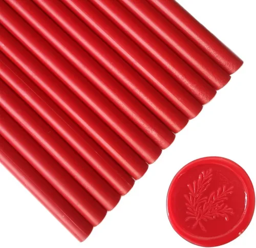Seal - 12 barras de cera para sellar cera con pistola de pegamento, ideales para tarjetas, sobres de regalos, invitaciones de boda (rojo)