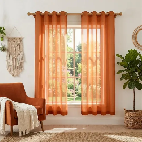 Miniatura 40 de KOUFALL Cortinas traslúcidas de 120 pulgadas de 2 paneles con ojales, juego extra largo de 10 pies de largo, cortinas altas para ventana grande, 52