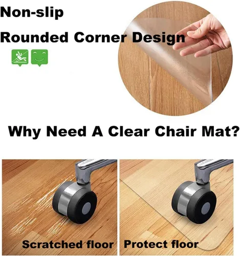 Miniatura 4 de Tapetes resistentes para silla y escritorio, protector de suelo de PVC para oficina, 36 x 36 pulgadas, 40 x 52 pulgadas, 50 x 88 pulgadas, 68 x 68