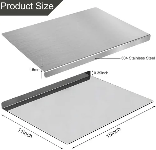 Miniatura 2 de Tabla de cortar de acero inoxidable de 16 x 11 pulgadas para cocina, tabla de cortar de metal antideslizante, apta para lavavajillas, uso de doble