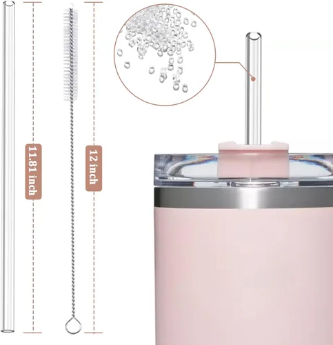 Miniatura 6 de Pajitas de repuesto para vasos Stanley de 40 onzas y 30 onzas, paquete de 6 popotes reutilizables con cepillo de limpieza, 12 pulgadas de largo