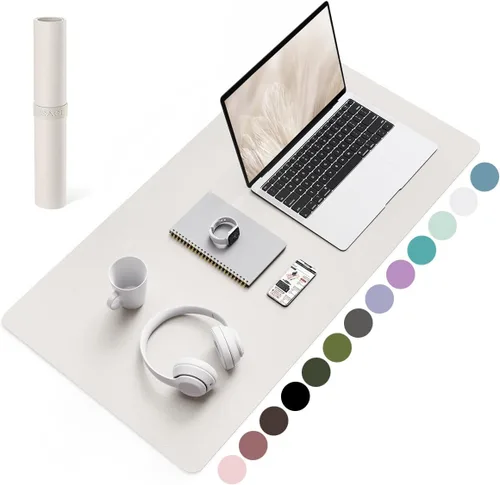 Miniatura 36 de YSAGi Almohadilla de escritorio de piel antideslizante, tapete impermeable para teclado de computadora portátil, protector de mesa y alfombrilla