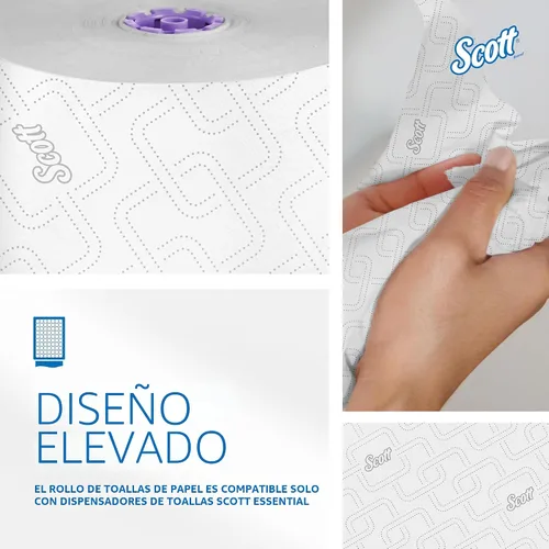 Miniatura 5 de Scott Professional - Rollos de papel toalla de alta capacidad, a granel (02001), de papel duro enrollado, diseño elevado, bolsillos de absorción