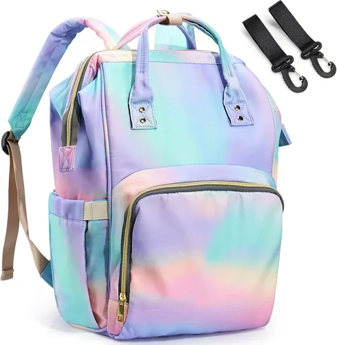 Miniatura 10 de Mochila para pañales para mamá y papá, bolsas cambiadoras de bebé impermeables multifuncionales, mochila grande para pañales cuadriculado