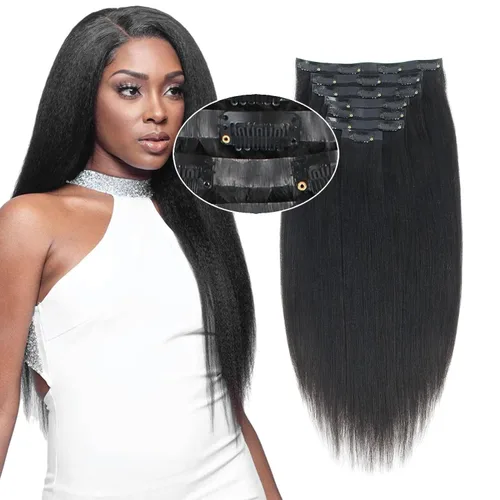 Miniatura 13 de Sassina - Extensión de pelo humano lacio con ondas, con clip, 8A, doble trama, italiano, grueso, extensiones de 10-22 pulgadas, 4.23 oz, 7