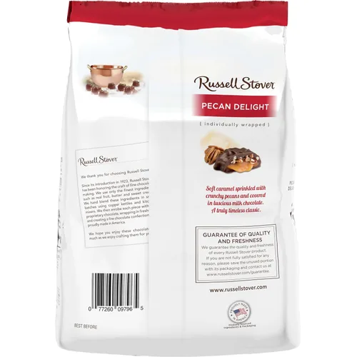 Miniatura 8 de Bolsa reforzada de delicia de pecán Russell Stover 16.10 oz. Paquete de caramelos cubiertos de chocolate con leche Russell Stover, pecanas