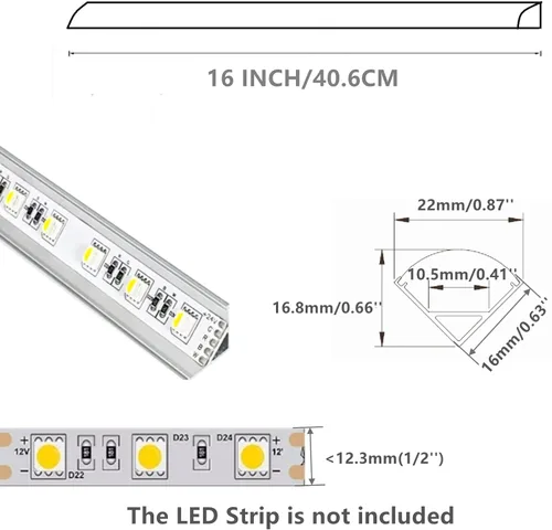 Miniatura 3 de THMOOTHER Paquete de 6 tiras LED premium en forma de V de 16 pulgadas con difusor anti UV, mejora tu iluminación para esquinas con estilo y Plateado