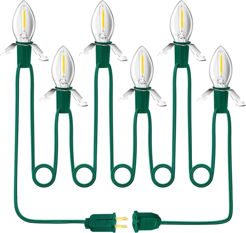 Miniatura 8 de Sistema de iluminación, cable de accesorios verde de 9.8 pies con bombillas de fusible de repuesto C7 de 5 LED, cable de luces de molde por soplado