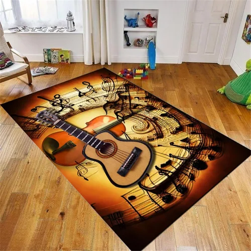 Miniatura 3 de Alfombra de guitarra, 3 x 4 pies, alfombra de guitarra eléctrica, para interiores, antideslizante, reducción de ruido, lavable a máquina, alfombra