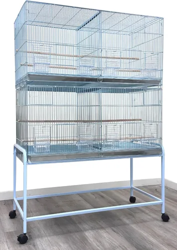 Miniatura 23 de Gran lote de jaula de vuelo para pájaros, sin óxido, galvanizada, chapada en zinc, apilable, con divisor central removible y puertas para nido