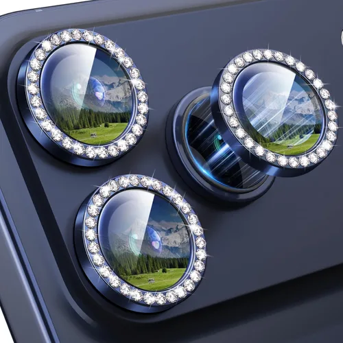 Protector de Lente de Cámara Bling para iPhone 17 Pro / 17 Pro Max, Anillo de Metal con Diamante Individual con Dureza 9H, Protector de Pantalla de