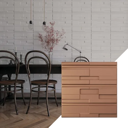 Ekena Millwork 19 5/8 pulgadas de ancho x 19 5/8 pulgadas de alto, ladrillo desplazado EnduraWall decorativo 3D, cobre envejecido (cubre 2.67 pies
