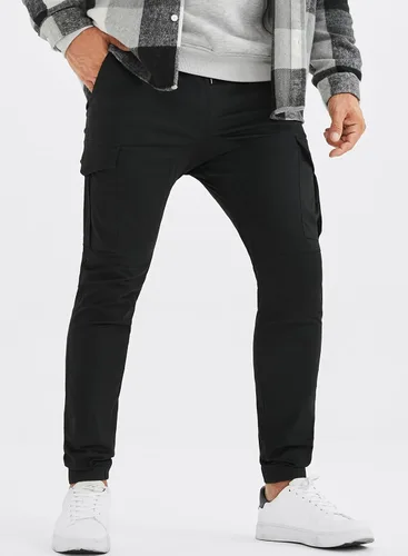 Miniatura 7 de JMIERR Pantalones cargo de moda para hombre, casuales, de algodón, elásticos, de sarga con cordón, pantalones deportivos con 6 bolsillos