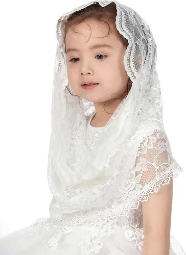 Miniatura 3 de PAMOR Infinity First Comunion Veils for Girls Lace Chapel Veil Mantilla Veils Latin Miss Church Velo para Bautismo Católico