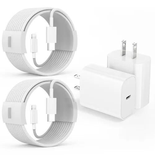 Miniatura 14 de Cargador de iPhone de carga rápida para iPhone 14, paquete de 2 bloques de pared USB C con enchufe de cargador y cable de carga USB C a Lightning