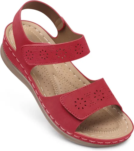 Miniatura 10 de Sandalias planas de SHIBEVER para mujer elegantes: Sandalias planas cómodas para mujer con punta abierta, correa al tobillo, zapatos de caminar