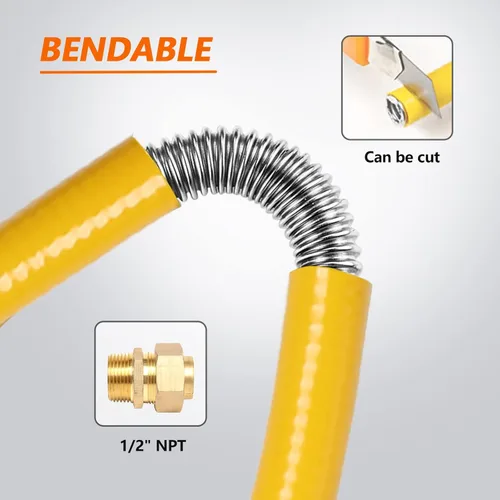 Miniatura 7 de Línea de Gas Flexible de 33 pies 1/2'', Tubería de Acero Inoxidable Corrugado CSST, Kit de Conversión de Línea de Gas Natural y Tubería de Propano