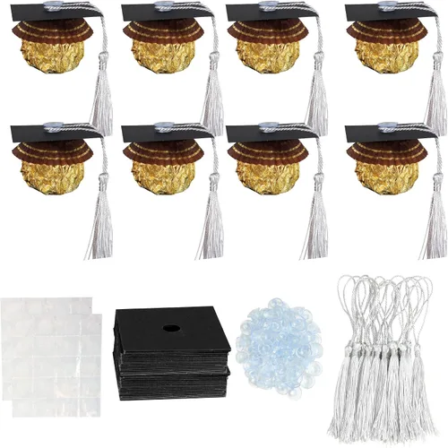 Miniatura 45 de Gyufise 24 piezas Adornos para pastel de graduación 2026 con purpurina negra, clase de 2026, adornos para magdalenas con gorra de graduación