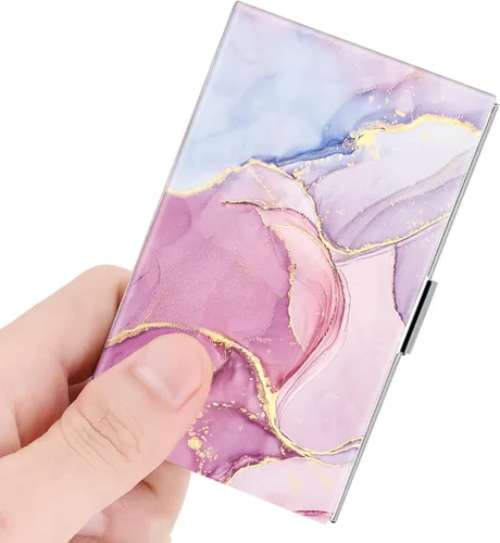 Miniatura 7 de Fintie Tarjetero para tarjetas de visita, cuero vegano de alta calidad, recubierto de acero inoxidable, organizador profesional delgado