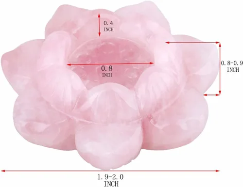 Miniatura 4 de SUNYIK Escultura de figura de flor de loto de piedra tallada a mano, decoración de soporte de bola de cristal curativo natural, cuarzo rosa, 2