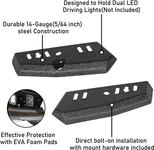 Miniatura 6 de Hooke Road Bronco - Soporte de luz de zanja de doble pilar A para Ford Bronco Sport 2021 2022 2023 2024 2025 2026, excluye Bronco