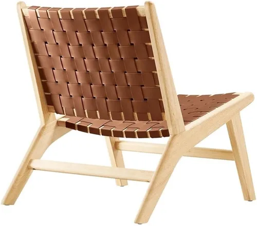Miniatura 6 de Modway Saoirse - Sillón decorativo de madera de piel sintética en color marrón natural